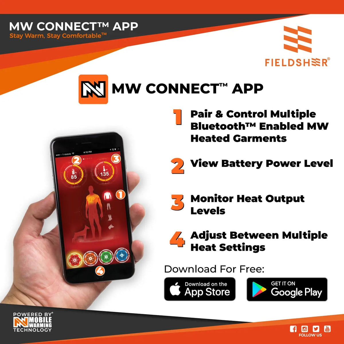 Heated Jacket — Fieldsheer Heat, Bluetooth Control (BOL Frontier)